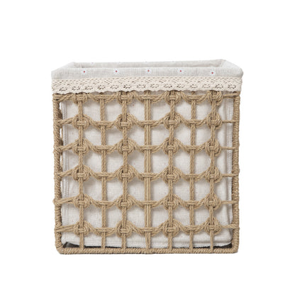 Storage basket made of woven material