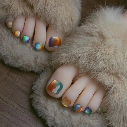 Artificial Nail Set with Sparkling Gradient and Glitter Acalora