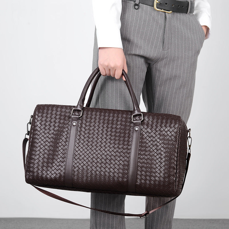 Premium Woven Leather Duffel Bag Acalora