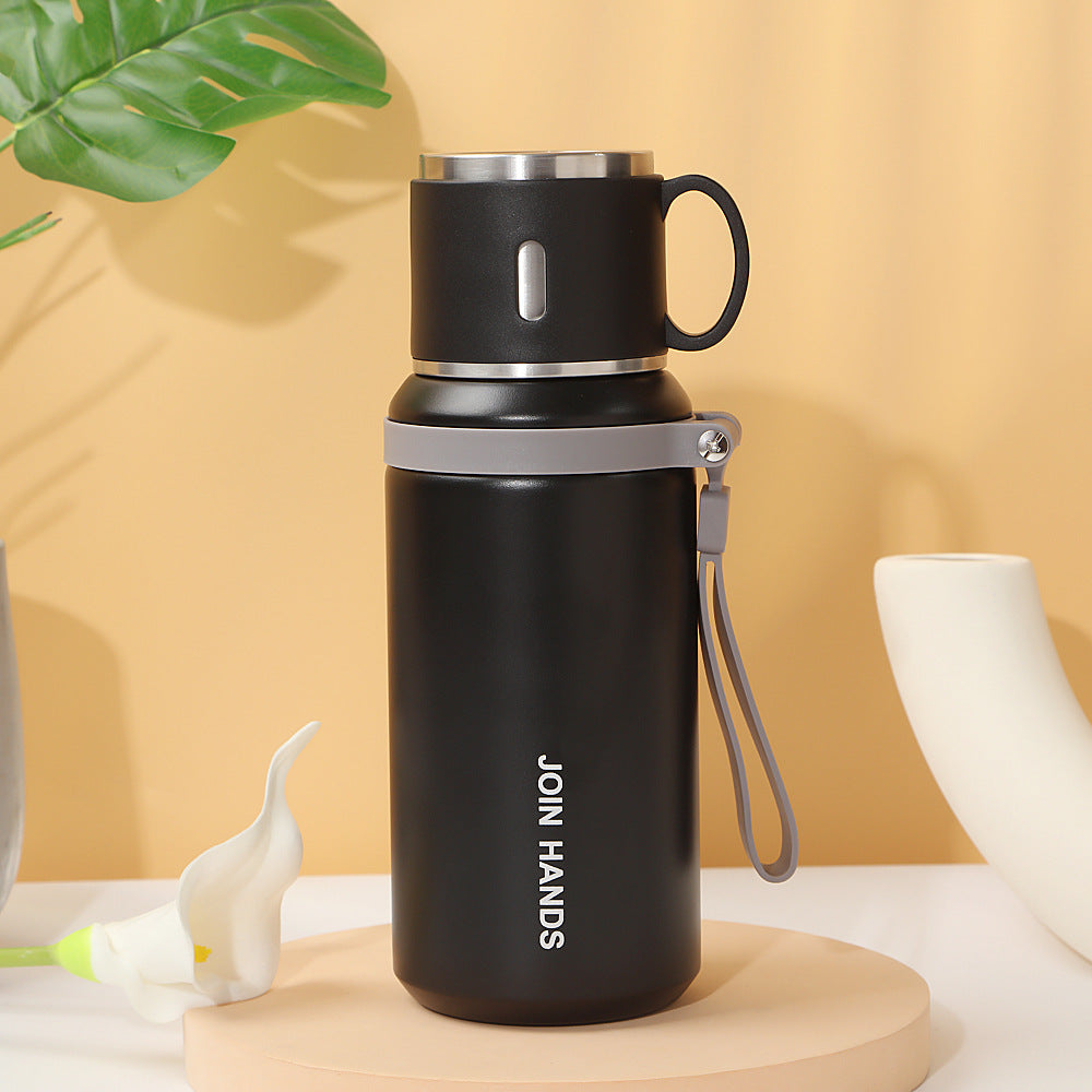 Women's insulated stainless steel drinking bottle with foldable cup Kalsten