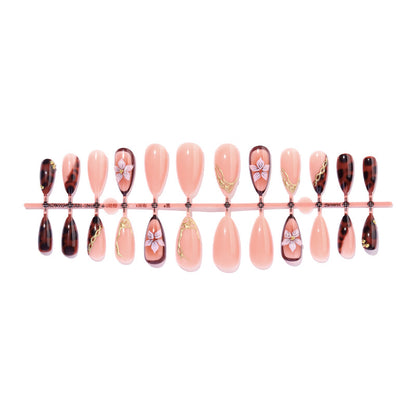 Artistic Press-On Nail Set with Elegant Floral and Abstract Designs Acalora