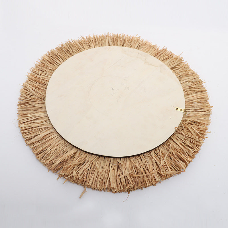 Decorative wall mirror with natural rattan frame Acalora