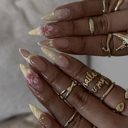 Artistic Floral Stiletto Nail Enhancements Acalora