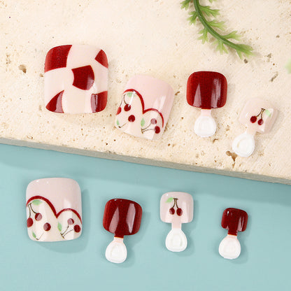 Artificial nails with fresh cherry design Acalora