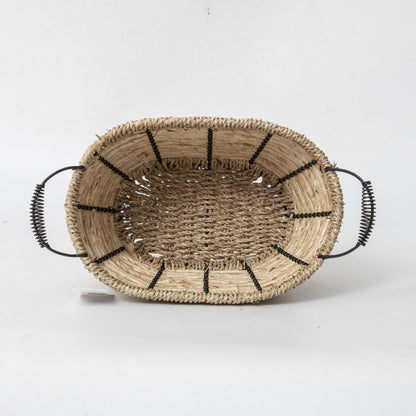 Practical storage basket with stainless steel handles
