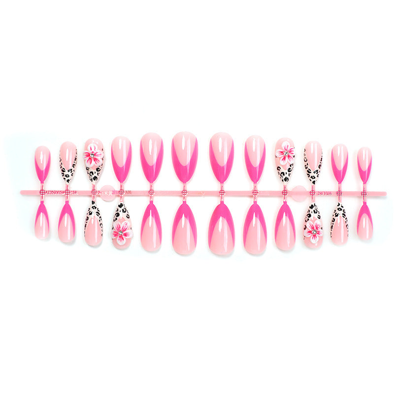 Floral and Leopard Print Press-On Nail Set Acalora