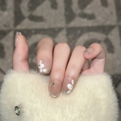 Decorative Press-On Nail Set with Elegant Leaf Design Acalora