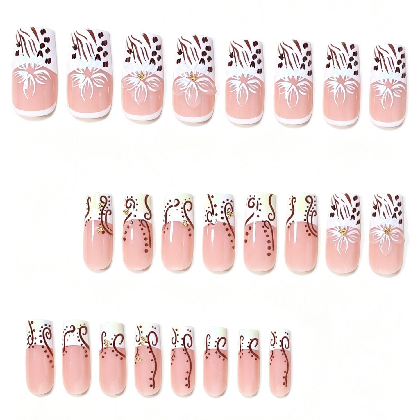 Elegant Floral Acrylic Nail Extensions Acalora