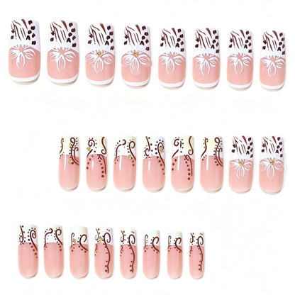 Elegant Floral Acrylic Nail Extensions Acalora