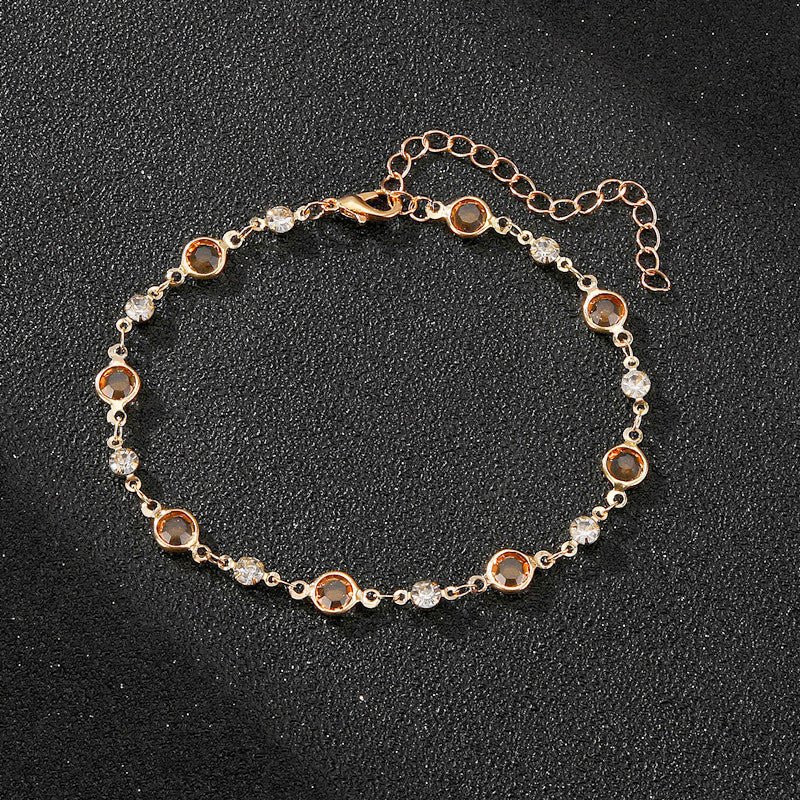 Elegant Rhinestone Chain Anklet Acalora