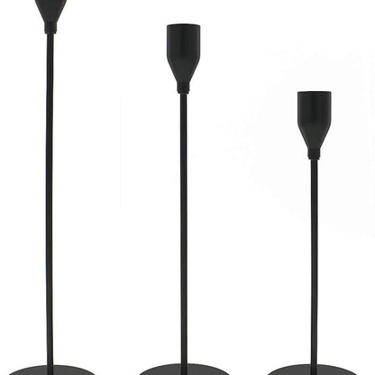 Modern Minimalist Taper Candle Holder Set with Polished Metal Finish Acalora