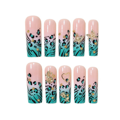 Stylish Bling Leopard Print Press-On Nail Tips Acalora