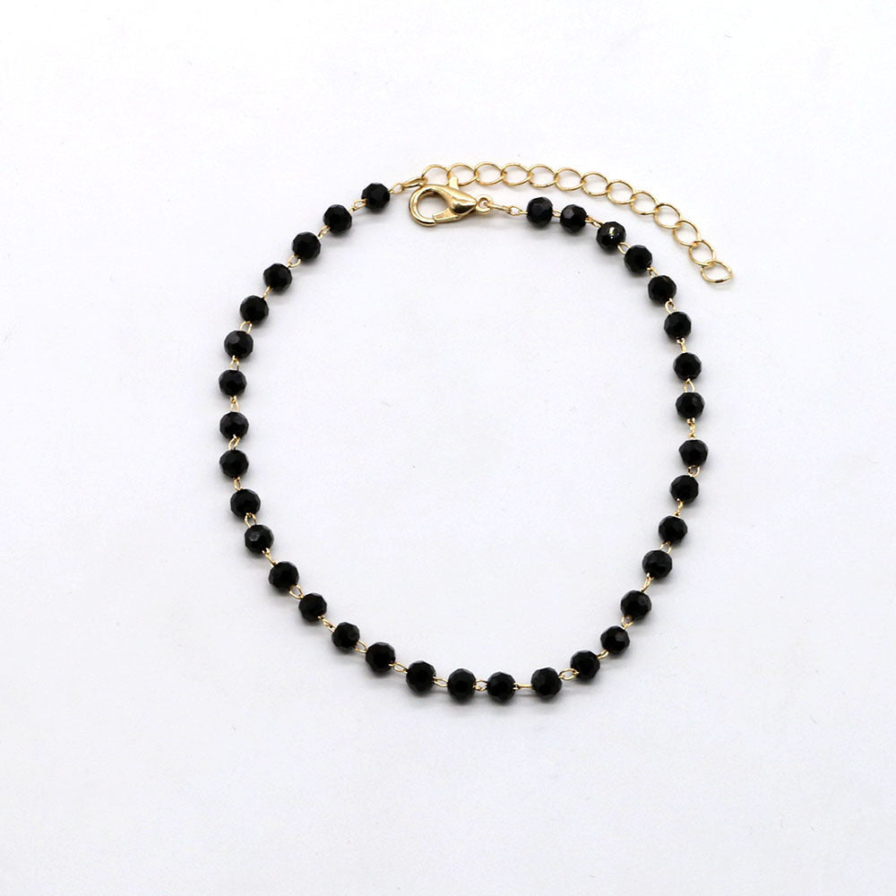Black Beaded Anklet Acalora