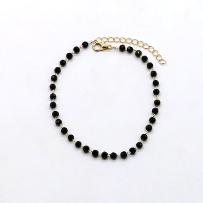 Black Beaded Anklet Acalora