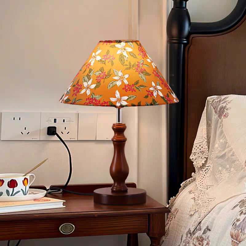 Floral Patterned Bedside Table Lamp