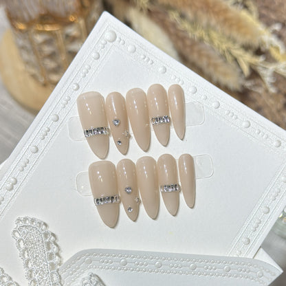 Elegant Stiletto Press-On Nail Set with Diamond Accents Acalora