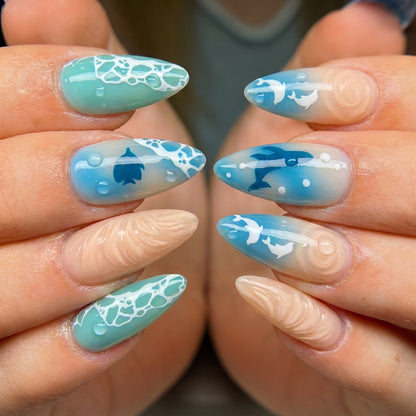 Underwater-themed art nails Acalora
