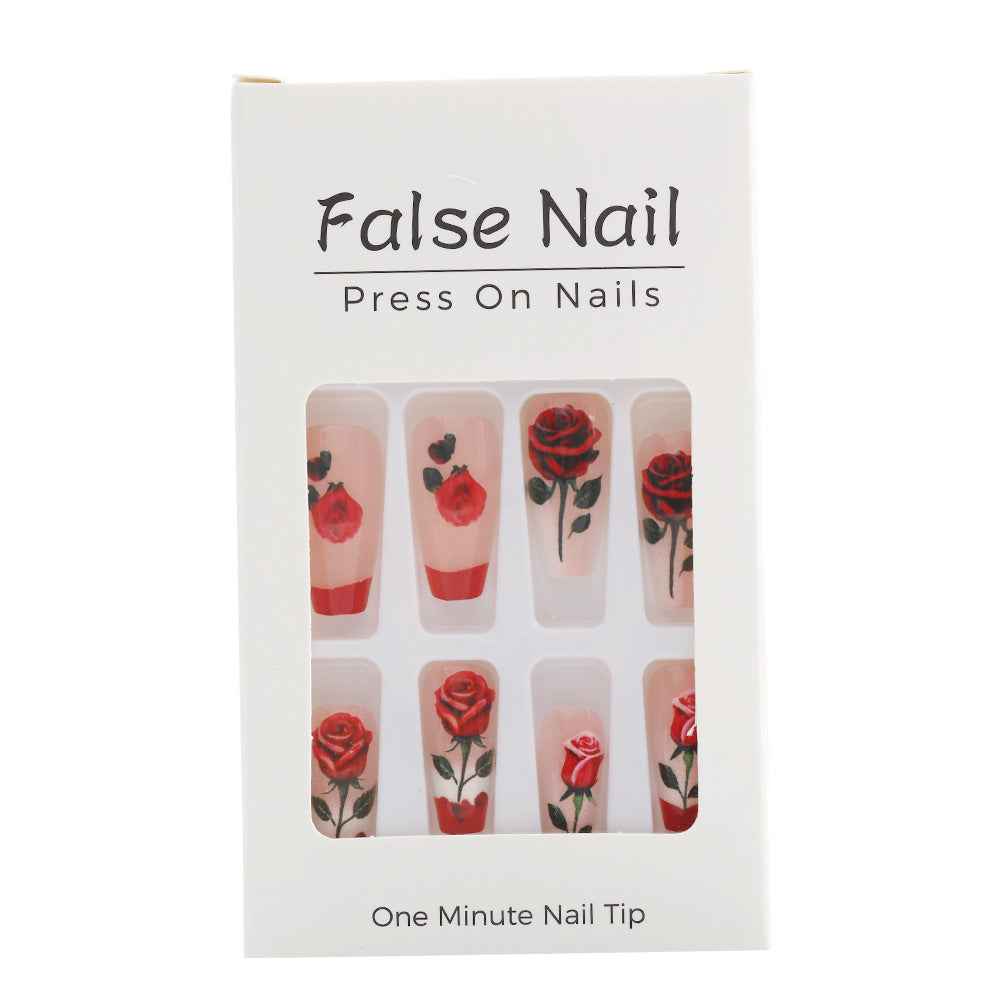 Artificial nails with romantic rose design Acalora