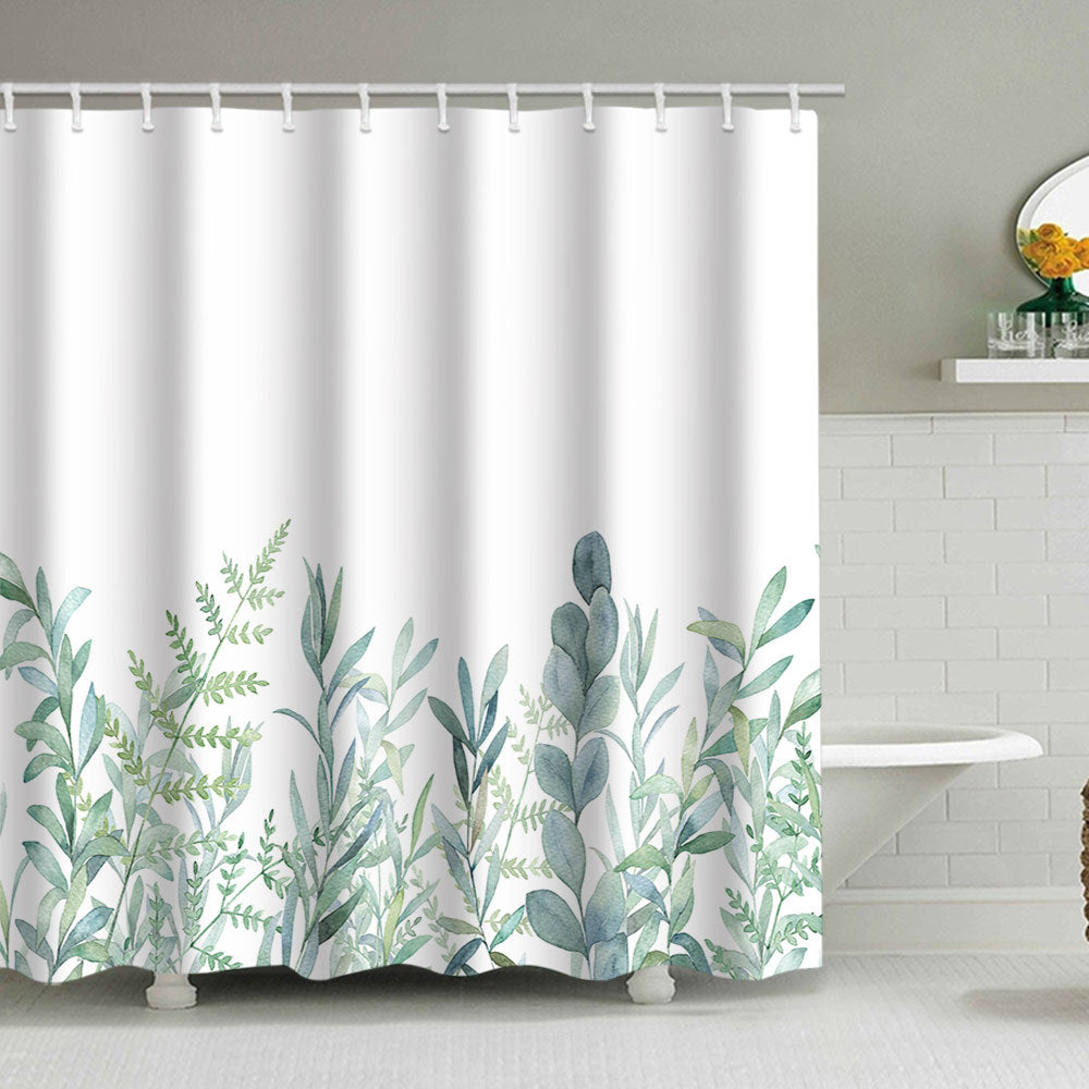 Botanical Leaf Pattern Shower Curtain