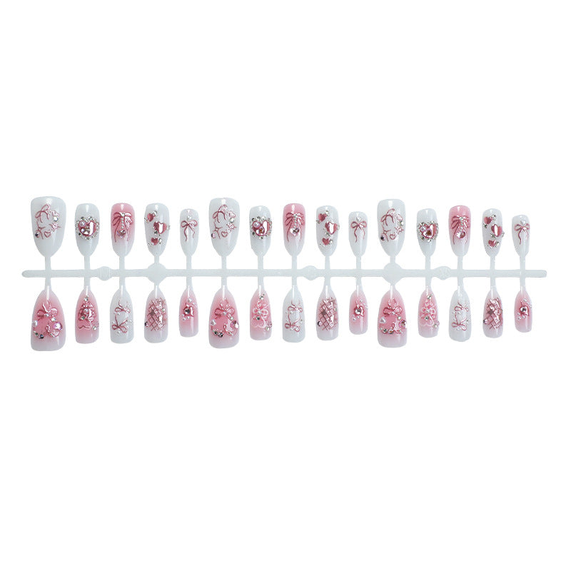 Decorative Press-On Nail Art Set with Elegant Floral and Gem Accents Acalora