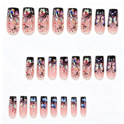 Artistic Floral and Butterfly Press-On Nail Art Acalora