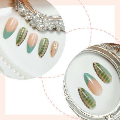 Artistic Press-On Nail Set with Unique Abstract Patterns Acalora