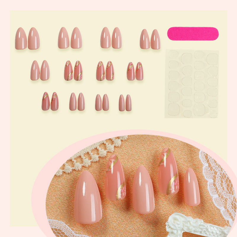 Premium Press-On Nail Set with Floral Accents Acalora