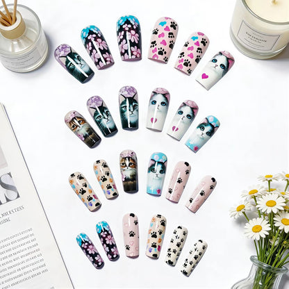 Artistic Cat-Themed Nail Art Acalora