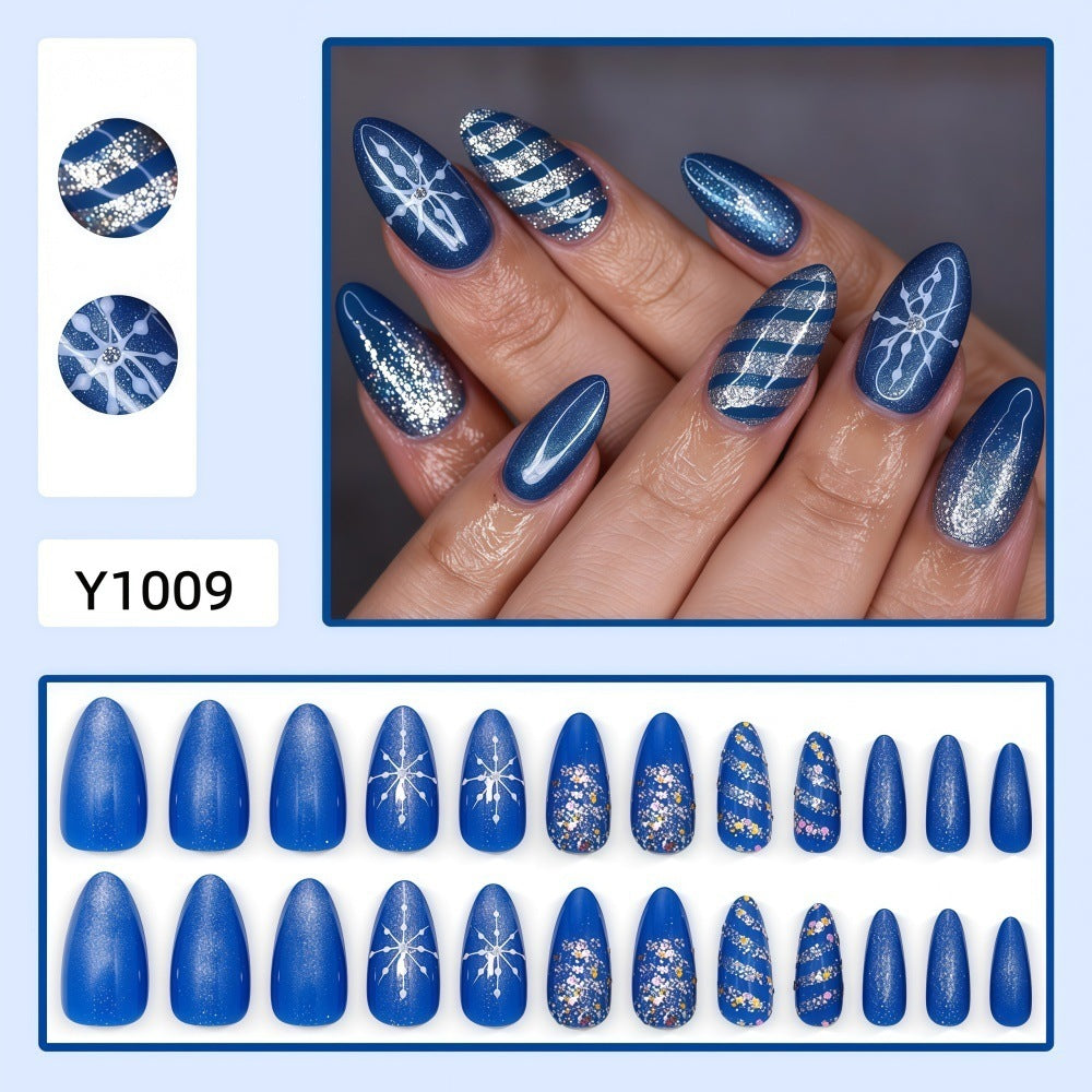 Artificial Nails Set with striking glitter and pattern designs Acalora