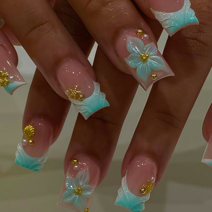 Artistic Floral Acrylic Nail Art Tips Acalora