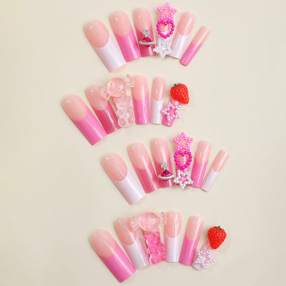 Decorative False Nail Art Set with 3D Embellishments Acalora