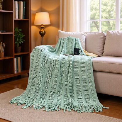Textured Handwoven Throw Blanket