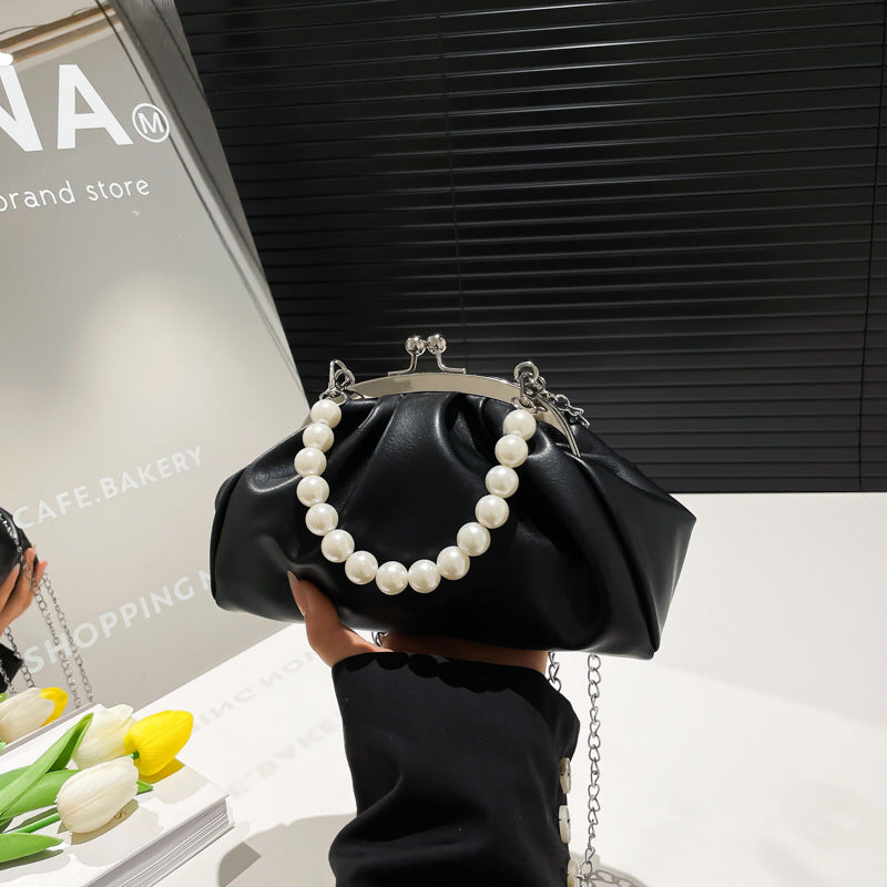 Elegant Clutch Handbag with Pearl Chain Acalora
