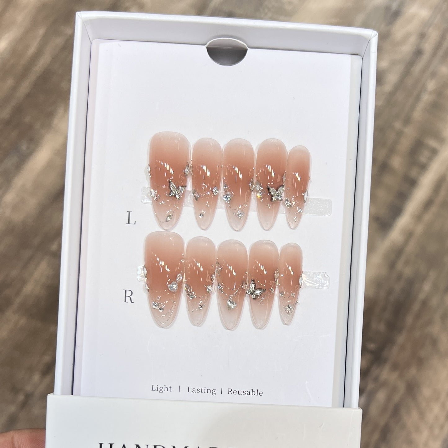 Handcrafted Stiletto Press-On Nail Set with Gemstone Accents Acalora