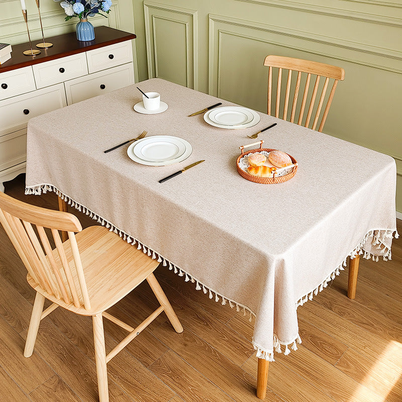 Decorative Tablecloth with Tassel Trim