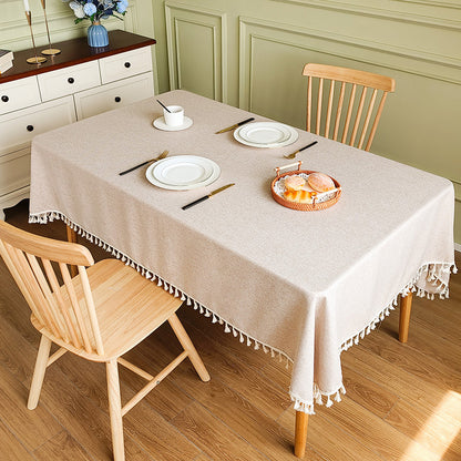 Decorative Tablecloth with Tassel Trim
