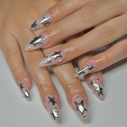 Decorative Press-On Nail Art Set with Star Designs Acalora