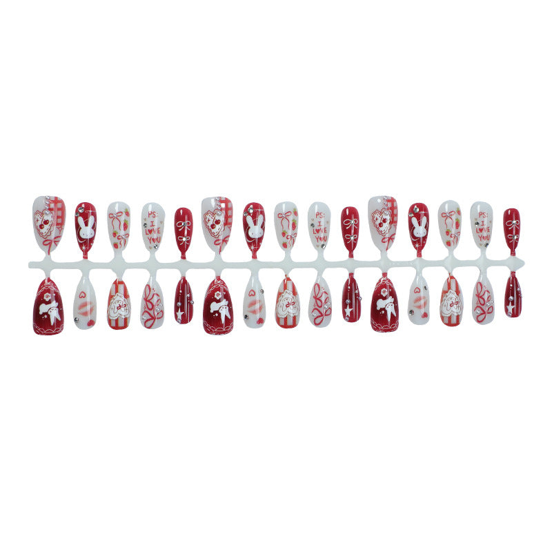 Romantic Themed Press-On Nail Art Set Acalora