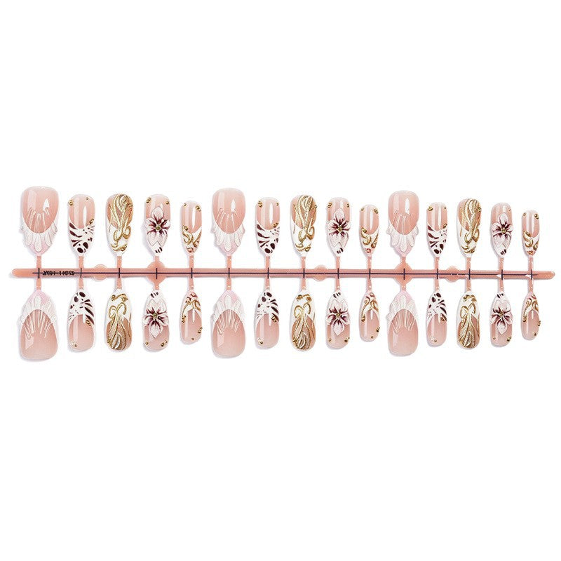 Elegant Floral Themed Press-On Nail Art Acalora