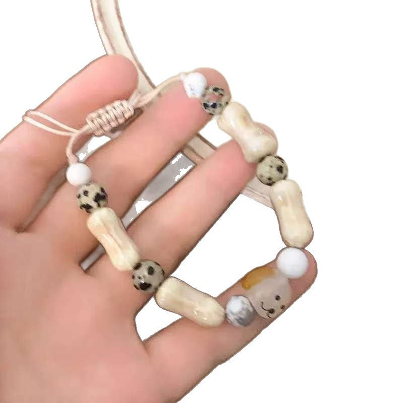 Cute Dog Bone Bead Bracelet Acalora