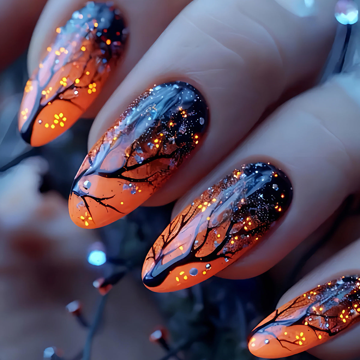 Artistic Autumn Grove Nail Art Acalora