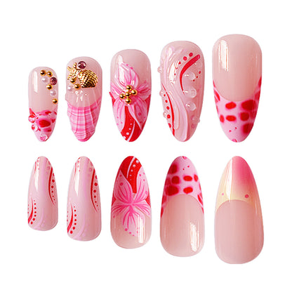 Elegant 3D Floral Press-On Nail Design Acalora