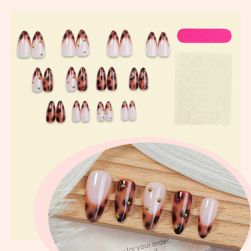Decorative Press-On Nail Set with Elegant Leopard Design Acalora