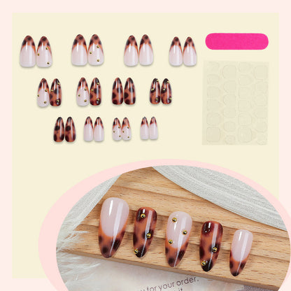 Decorative Press-On Nail Set with Elegant Leopard Design Acalora