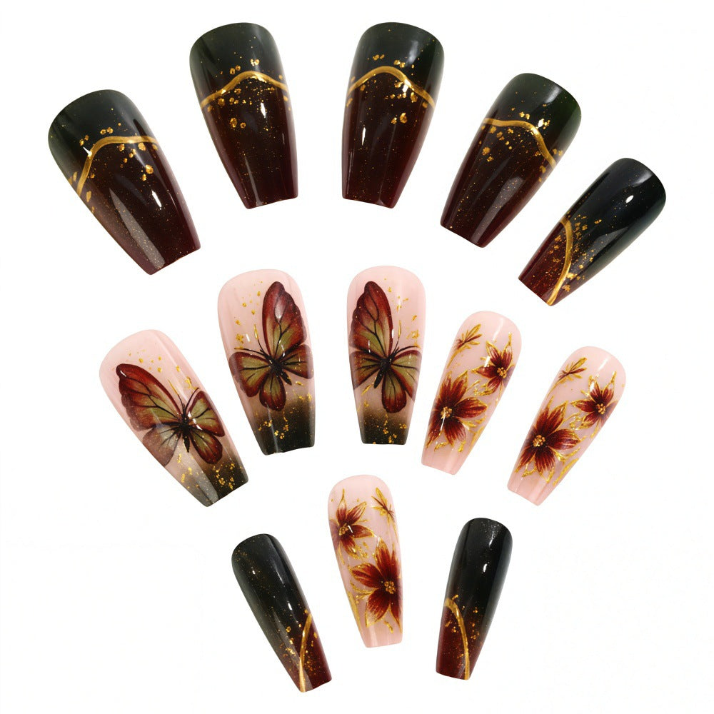 Artificial nails with elaborate butterfly and flower designs Acalora