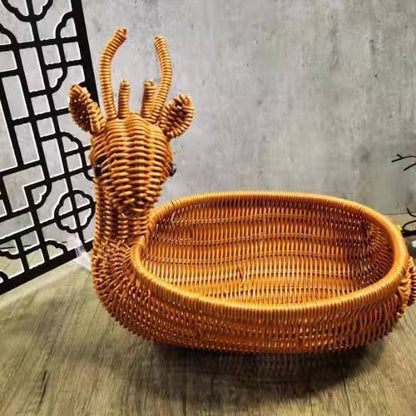Decorative Woven Dog-Shaped Storage Basket Acalora