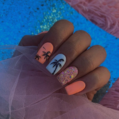 Tropical Palm Tree-Inspired Nail Art Acalora