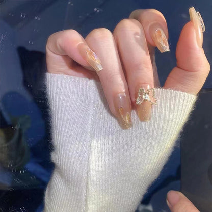 Art nail set with sparkling 3D butterfly decorations Acalora