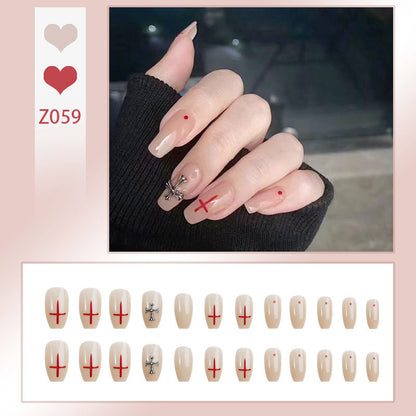 Artificial nail set in elegant minimalist style with creative accents Acalora