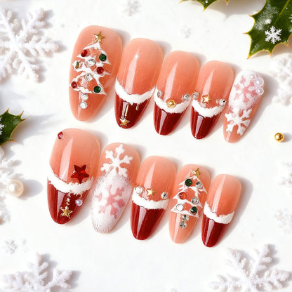 Festive artificial nails with Christmas design Acalora